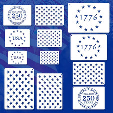 12 Pcs Independence Day Star Stencils for Painting Set, Reusable 4Th of July Mul