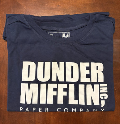 The Office Dunder Mifflin Logo Graphic Print Navy Men's Crew Neck T-Shirt M