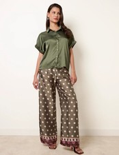  Blue Vanilla Womens  Tie Shirt Polka Dot Trouser Set