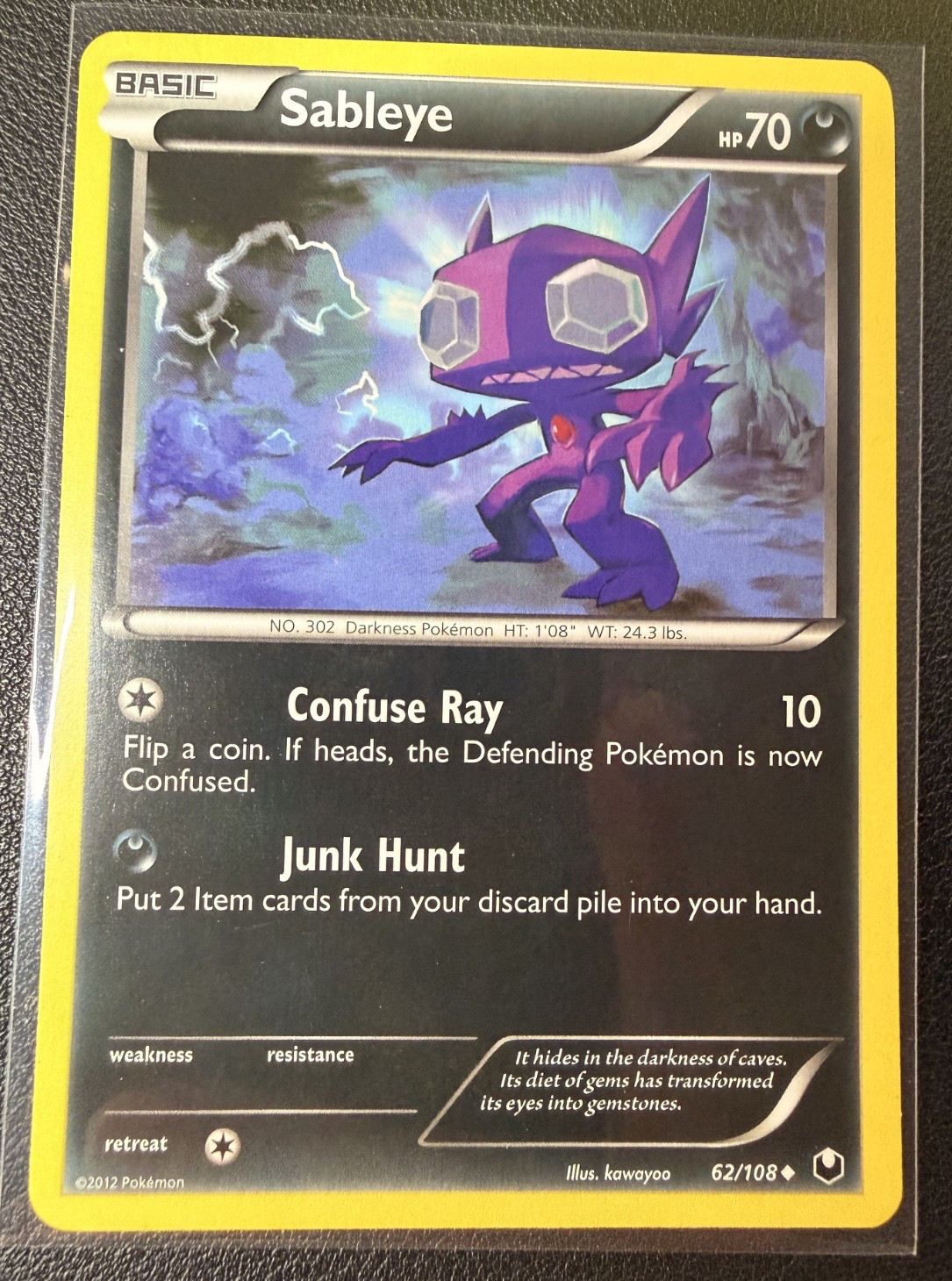 2012 Pokemon Sableye 62/108 Dark Explorers 70HP Junk Hunt