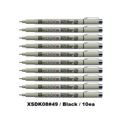 SAKURA PIGMA Micron 08 Archival Ink Pen Fine Liner 0.50mm Black 10ea Set Japan