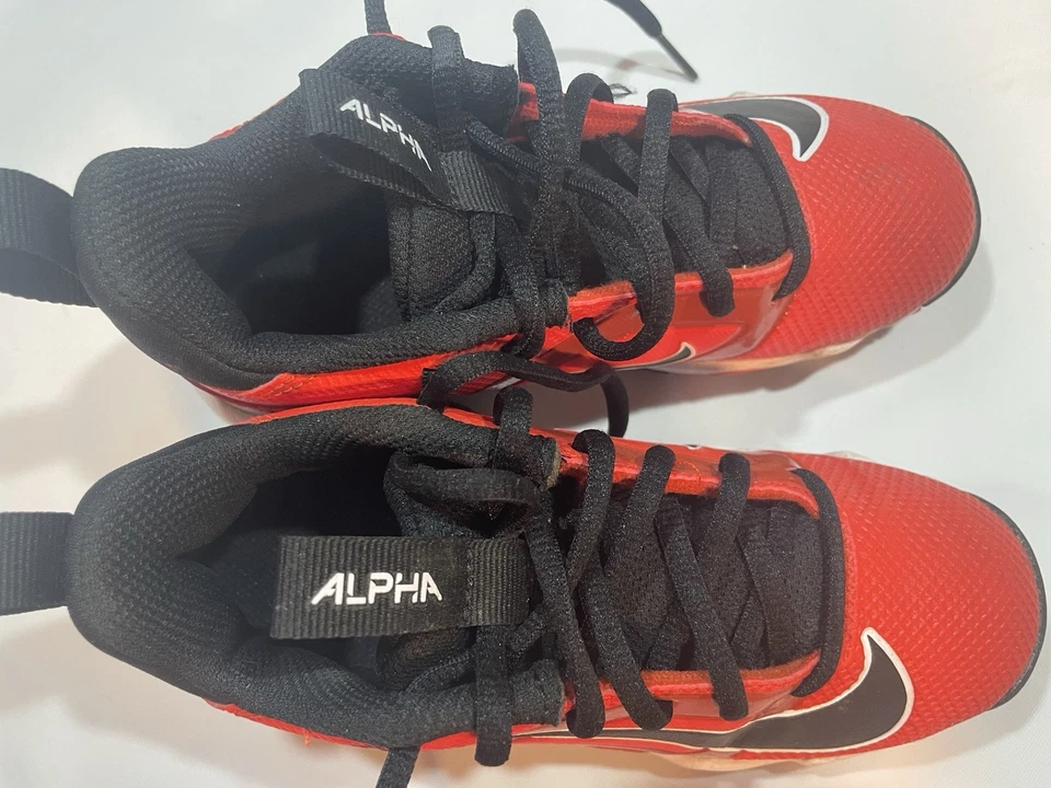 Nike Alpha Menace 4 Shark SE Mens Shoes Sz 13C Red Black Lace-Up Football Cleats - Image 4 of 4
