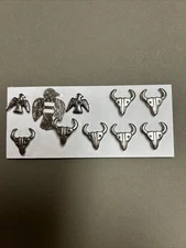 Vtg 10 Pc Cowboy Southwest Bird Concho 2 Matching Tacks And 7 Bison Skull Tacks
