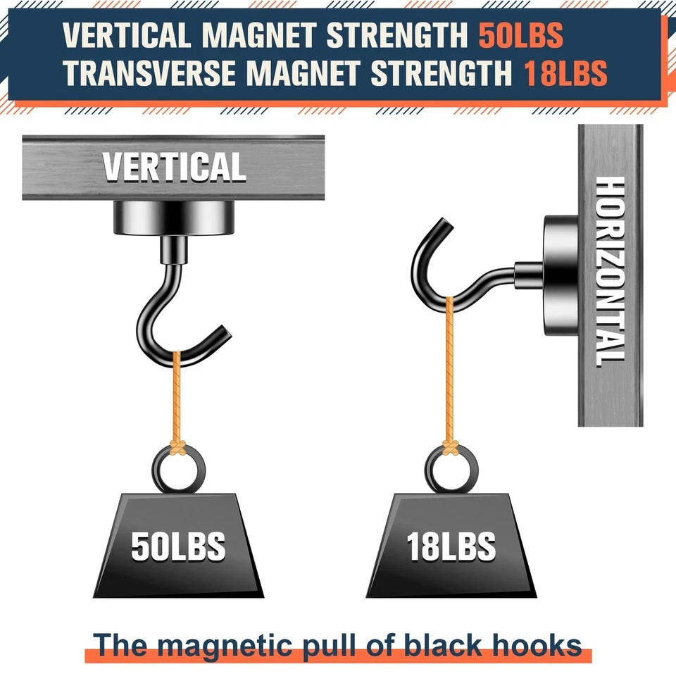 50lbs Magnetic Hooks 20 Pack Heavy Duty for Office Classroom Refrigerator
