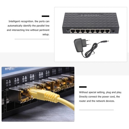 1Pc 8 Ports Ethernet Desktop 100Mpbs RJ45 Network Splitter Adapter with (Black) - 第 9/12 張圖片