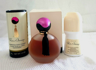 3pc  Avon Far Away 1 Perfume Spray 1.7oz 1 Shimmering Powder 1 Deodorant 1.7oz 