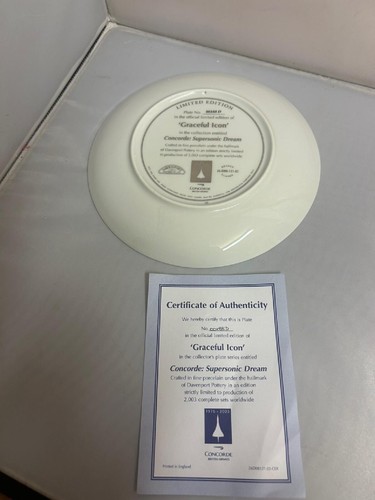PLATO DE PORCELANA FINA EDICIÓN LIMITADA DAVENPORT "CONCORDE GRACEFUL ICON" - Imagen 2 de 2