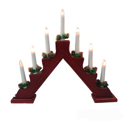 Vintage Weihnachten Kerzenbrücken Lichter Holzrahmen 1992 Premier OVP