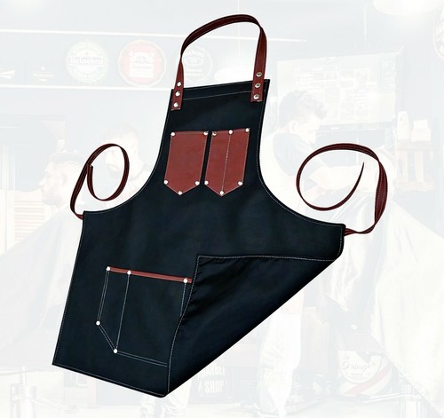 Neu Profi Friseurschürze schwarz Leder Friseurumhang Friseur Friseur - Bild 2 von 2