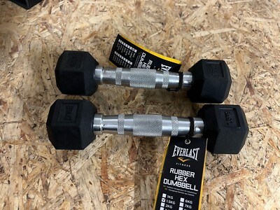Everlast KG Pair (2 of Rubber Hex Dumbbell Fitness Physio