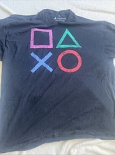 PlayStation Mens Size 2XL PS4 PS5 Controller Button Icons Logo Graphic T-Shirt
