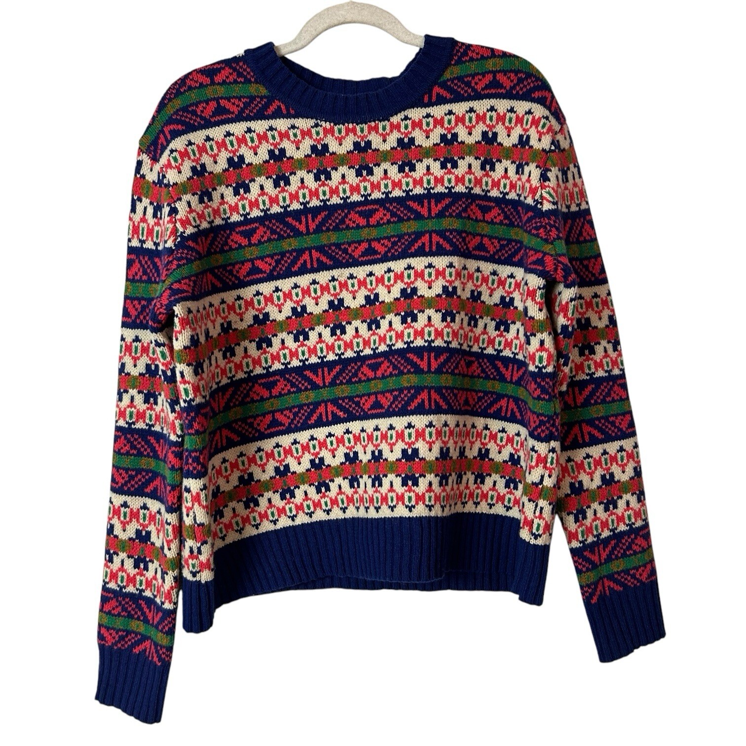 CREW Fair Isle Nordic 100% Lambswool Crew Neck Knit Sweater