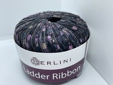 Berlini Ladder Ribbon Yarn 134 Black Plum 50gr 142yds Purple Tan Black