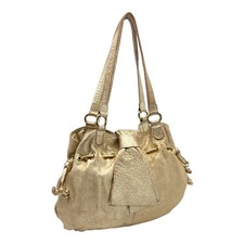 Vintage 90s Marco Buggiani Metallic Leather Multi Section Hobo Bag Italy Gold