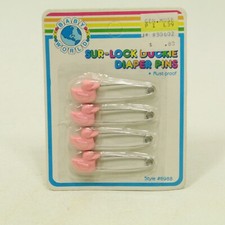Vintage Pink Duck Safety Pins Lot of 4 Cloth Diaper Baby Shower Craft NEW