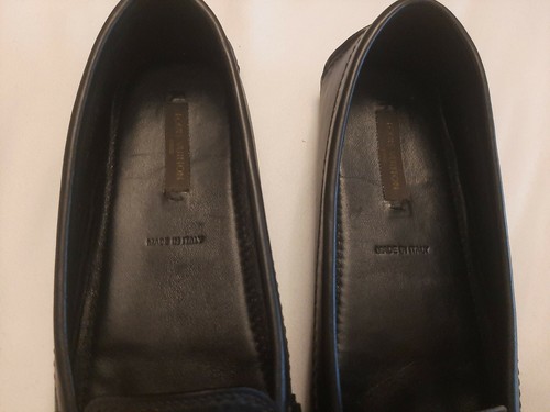 Autentici mocassini slip-on Oxford in pelle nera Louis Vuitton taglia 37,5 - Foto 6 di 11