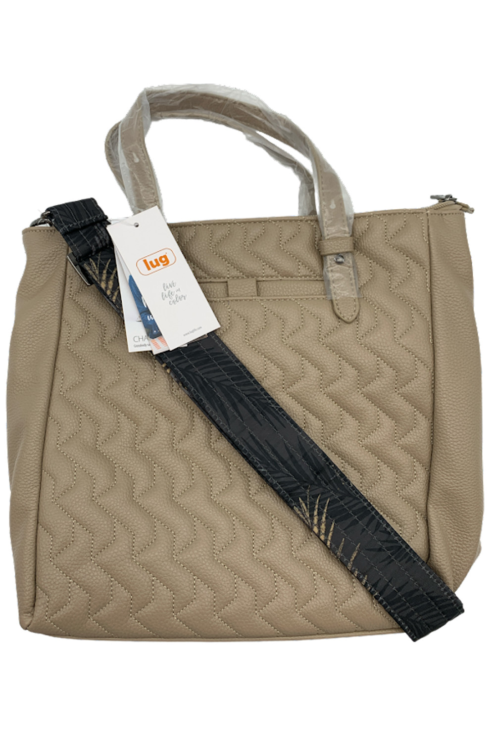 Классическая стеганая сумка Lug Classic VL с ремешком через плечо песочно-серого цвета