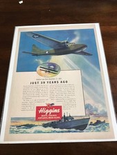 1942 VINTAGE 10X13 WWII AD Higgins Boats Engines Airplanes ORVILLE WRIGHT 1903