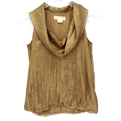 Michael Kors Gold Drape Cowl Neck Tank Top Sleeveless Blouse