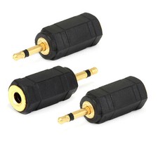 3 Pack Metal 2.5mm Mono Plug Male to 3.5mm mono Jack Female Adaptor