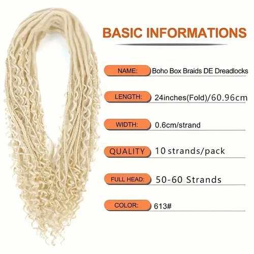 60cm Double Ended Dreadlocks Extensions 0.6cm Boho Curly Locs Synthetic Dreads - Picture 8 of 30