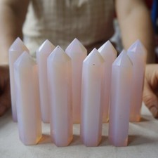 2.2LB 9Pcs Pink Opal Opalite Crystal Gem Stone Point Tower Healing Angel Skin