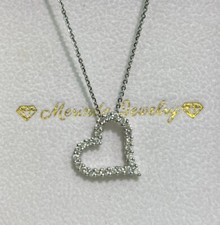 18k Solid White Gold Necklace Diamond Heart Pendant. Retail 2500