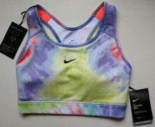 NIKE SWOOSH TIE DYE DRI FIT MEDIUM SUPPORT TRAINING GYM BRA CZ7716-854 WOMEN S