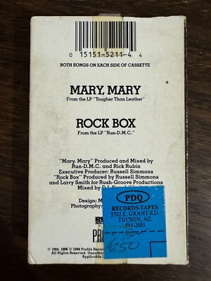 RUN DMC - MARY MARY / ROCK BOX (CASSETTE TAPE) 1988!!! RARE!!! RUN