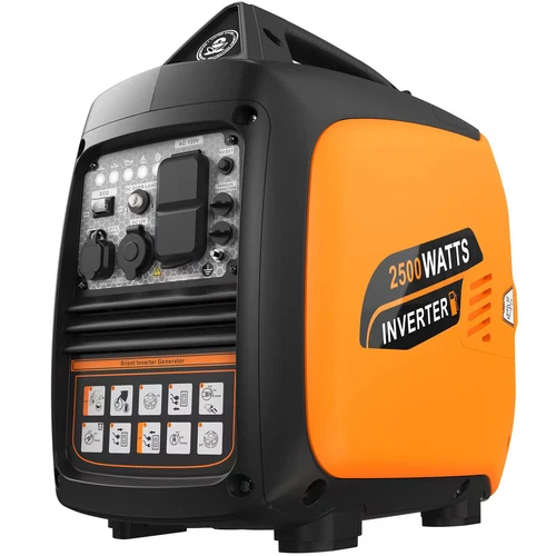 Quiet Inverter Generator 2500W Peak Gas Powered Clean Power USB Ports Emergency