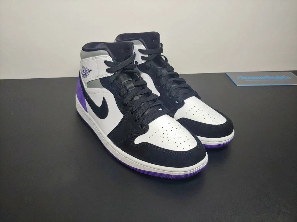 Nike Air Jordan 1 Retro Mid SE Court Púrpura Blanco Negro 852542-105 Hombres Talla Foto 4 de 4