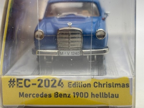 BAUER MODELAUTOBAHNEN HO SLOT CAR MERCEDES 190 2024 CHRISTMAS EDITION LIGHT BLUE - Picture 7 of 8