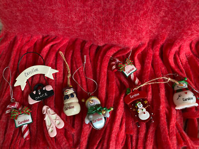 Large Lot Of Caroline Name Mini Ornaments Euc!!!