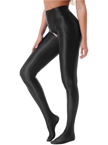 Womens Oil Shiny Glossy Opaque Pantyhose Shimmery Footed Tights Lingerie - Picture 10 of 102