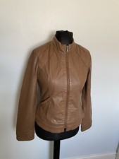Sienna De Luca Toffee Brown Leather Zip Front Short Jacket Size 38 Uk 10(dr173).