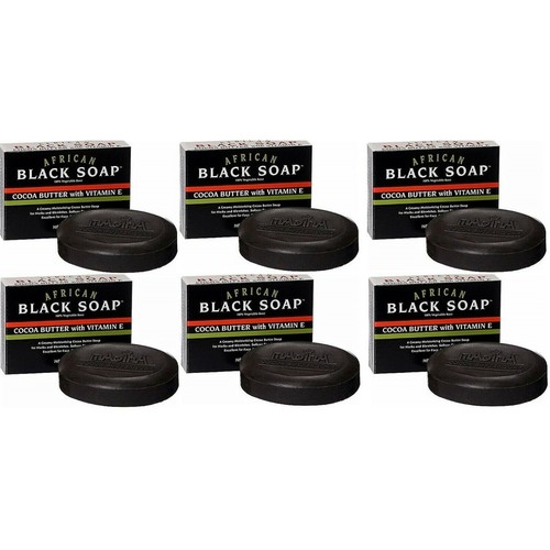 Jabón negro africano Madina manteca de cacao con vitamina E, paquete de 6 o 12 vegano de 3,5 OZ - Imagen 2 de 2