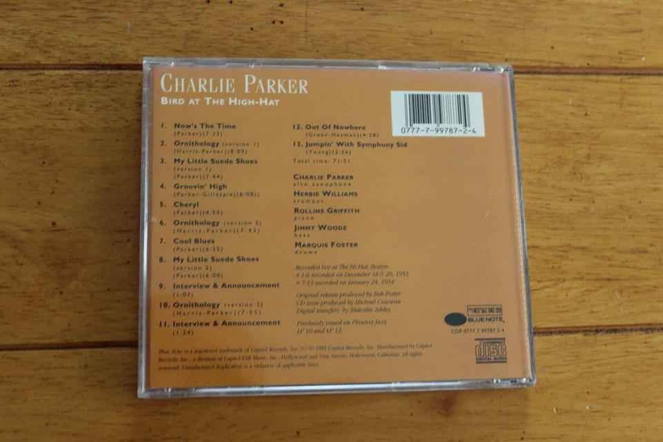 CHARLIE PARKER "BIRD AT THE HI-HAT" CD 1993 BLUE NOTE JAZZ [108A] Foto 2 de 4