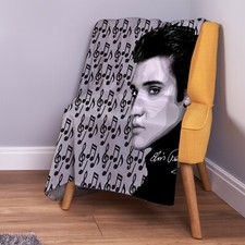 Grey Elvis Face Design Soft Fleece Throw Blanket