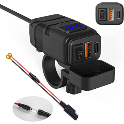 QC 3.0 Motorcycle Dual USB Phone GPS Super Fast Charger Adapter LED Waterproof