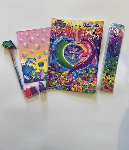 Vtg Lisa Frank Max Splash Whale Echo Dolphin Glitter Stickers Pencil Stationary