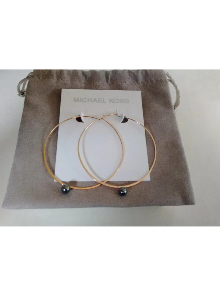 Pendientes de aro MICHAEL KORS + collar de perlas grises de imitación tono oro rosa nuevos con etiquetas Ret$180 Foto 2 de 4