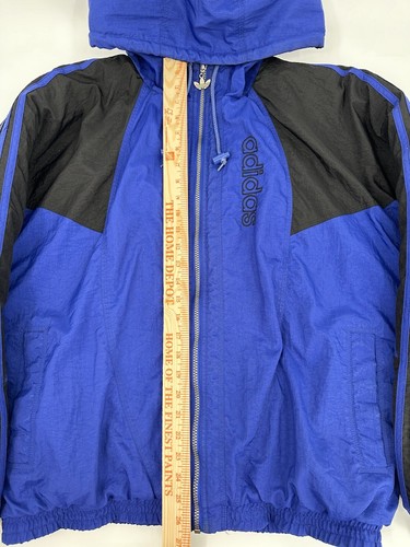 Vintage Adidas Windbreaker Blue Black Full Zip Track Top Jacket Size Mens L 90s - Picture 7 of 21