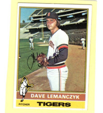 Autographed Dave Lemanczyk Tigers 1976 Topps signed