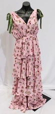 Entro Women's Toast To Us Floral Print Tiered Maxi Dress EJ3 Pink Medium NWT
