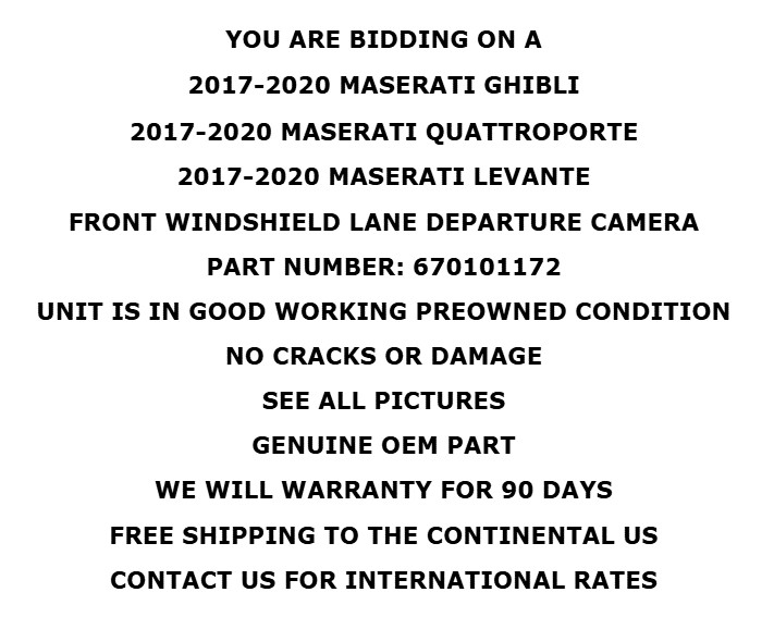 2017-2020 Maserati Quattroporte Ghibli Front Windshield Lane Departure Camera