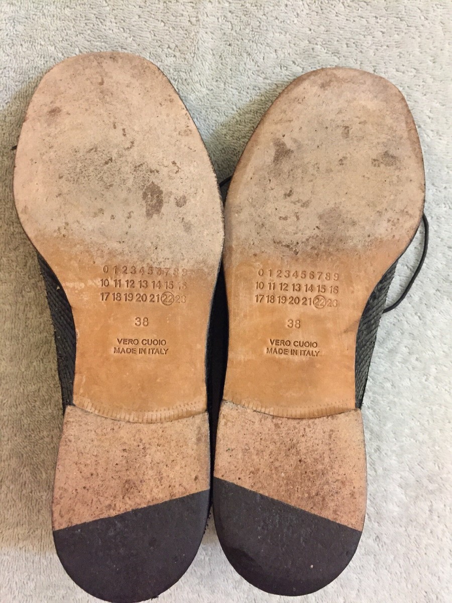 ネクタイ Martin Margiela MARTIN MARGIELA Size 10 Black Charcoal Color Block Leather Low Top