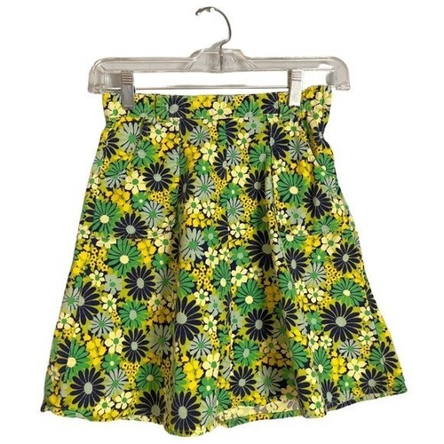 Vintage 2000's Gap Kids Corduroy Floral Skirt Green Blue Retro Sz 8 Girls A Line - Picture 3 of 10