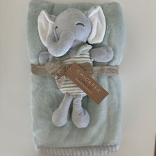 NEW Baby Blanket Set Sherpa Reverse Elephant Soft Toy Baby Gift ChickPea