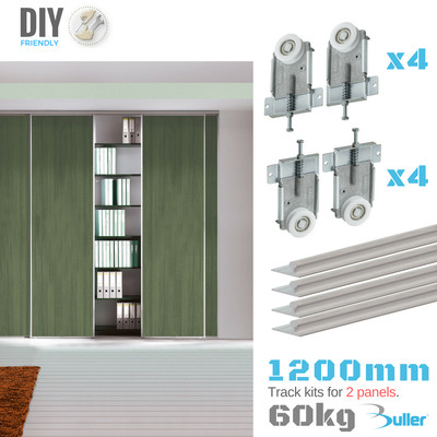 Fastor Wardrobe Sliding System For Diy With Spring Loaded Wheels