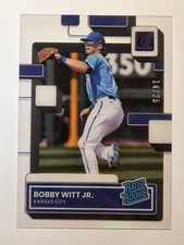 2022 PANINI CHRONICLES CLEARLY DONRUSS BOBBY WITT JR. PURPLE SP RC #’d 14/25